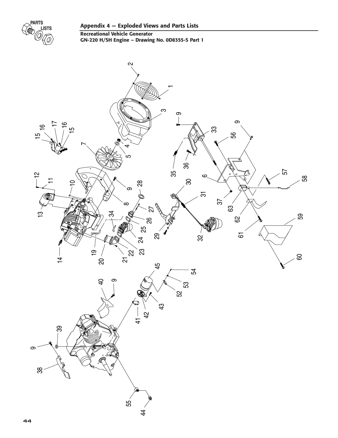 Generac Power Systems 004700-00 owner manual Appendix 4 Exploded Views and Parts Lists 