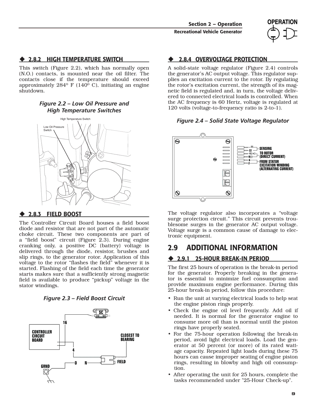 Generac Power Systems 004701-0 owner manual Additional Information, ‹ 2.8.2 High Temperature Switch, ‹ 2.8.3 Field Boost 