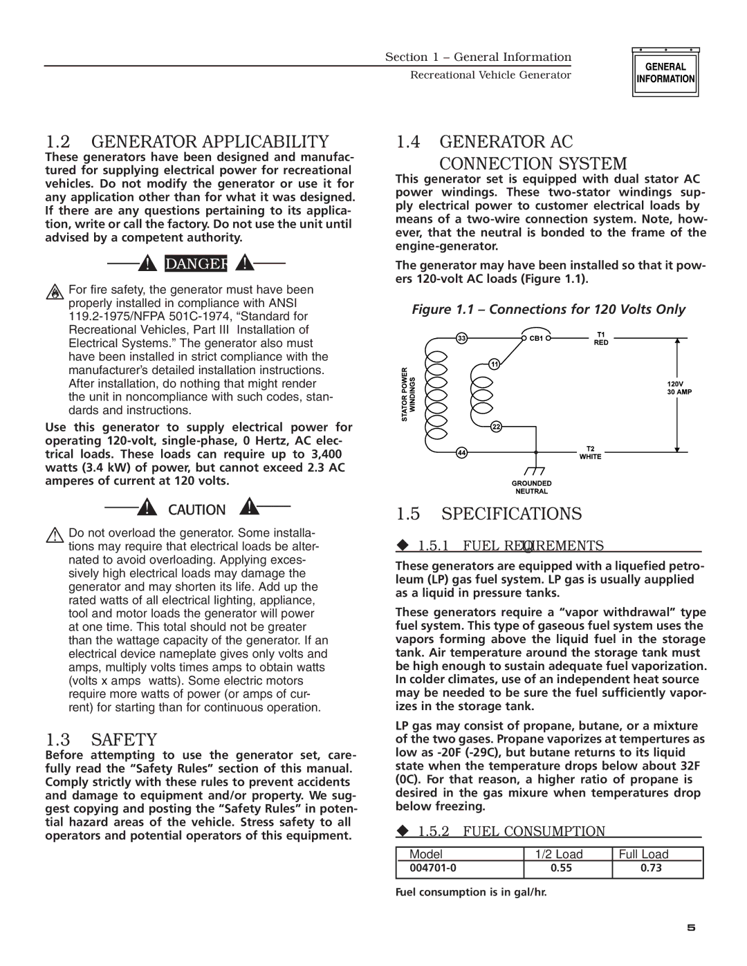 Generac Power Systems 004701-0 owner manual Generator Applicability, Generator AC Connection System, Safety, Specifications 