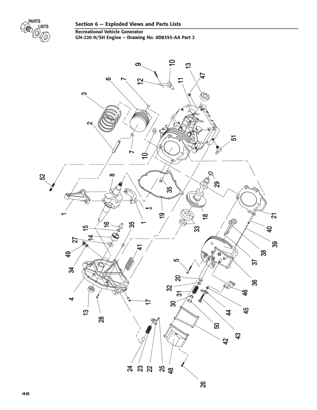 Generac Power Systems 004709-0 owner manual Exploded Views and Parts Lists 