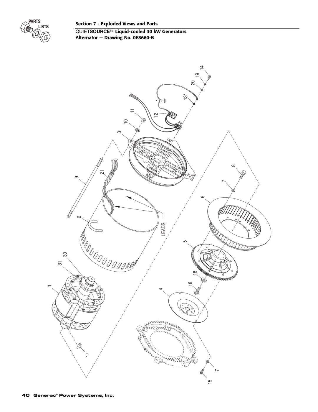 Generac Power Systems 004917-2 owner manual Leads 