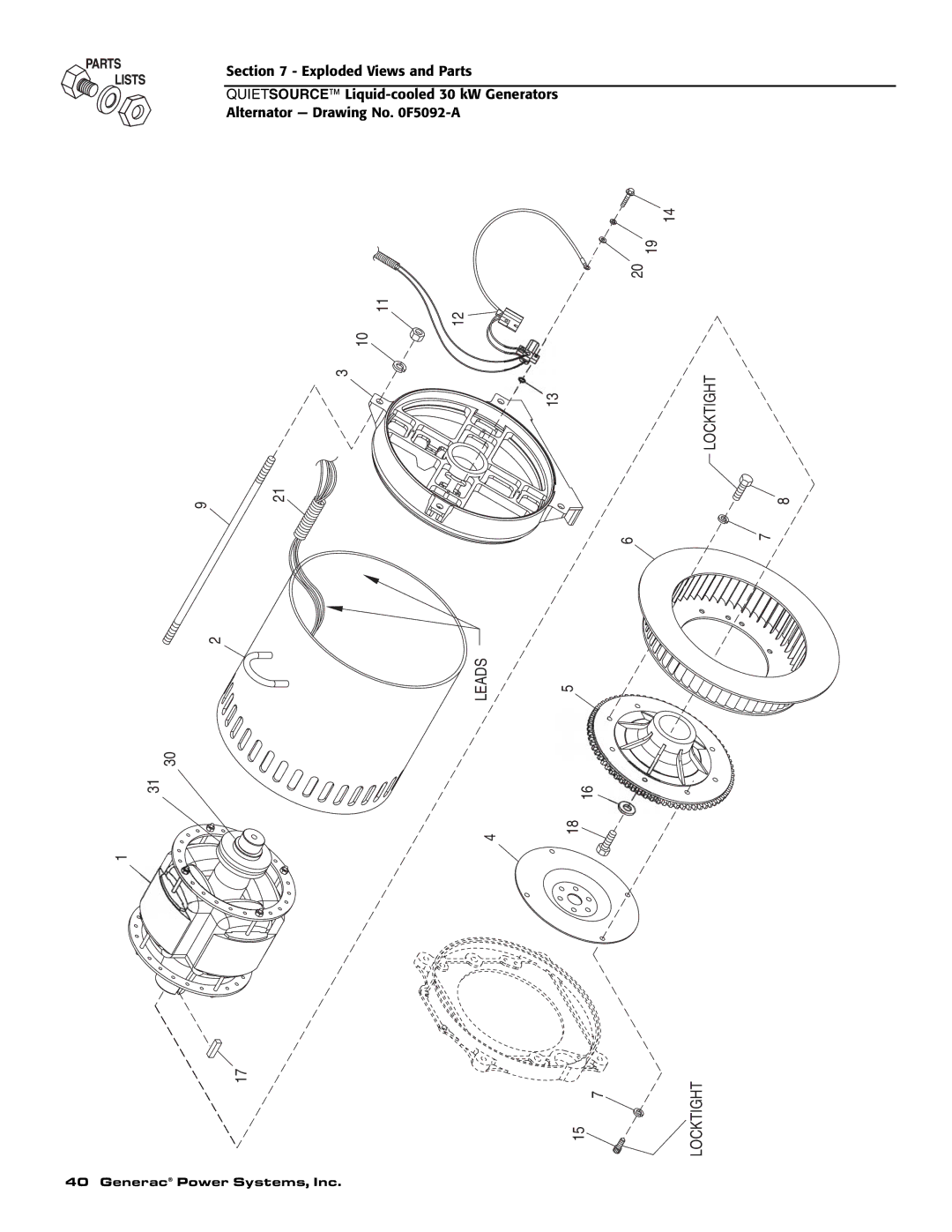 Generac Power Systems 004917-3 owner manual Locktight 