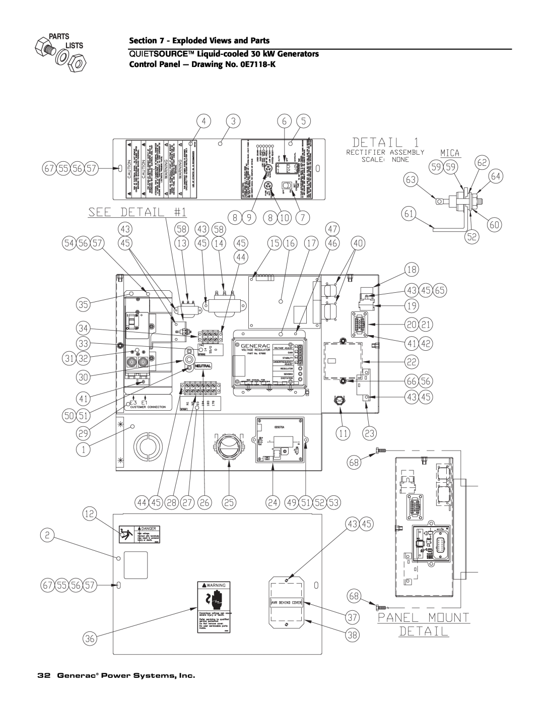 Generac Power Systems 004917-3 owner manual Exploded Views and Parts, Generac Power Systems, Inc 