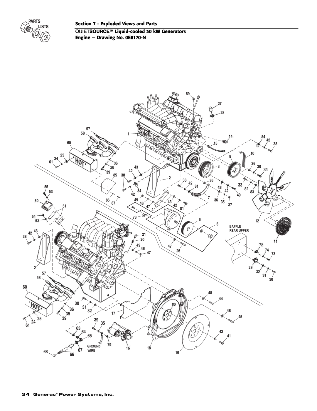 Generac Power Systems 004917-3 owner manual Exploded Views and Parts, Generac Power Systems, Inc 