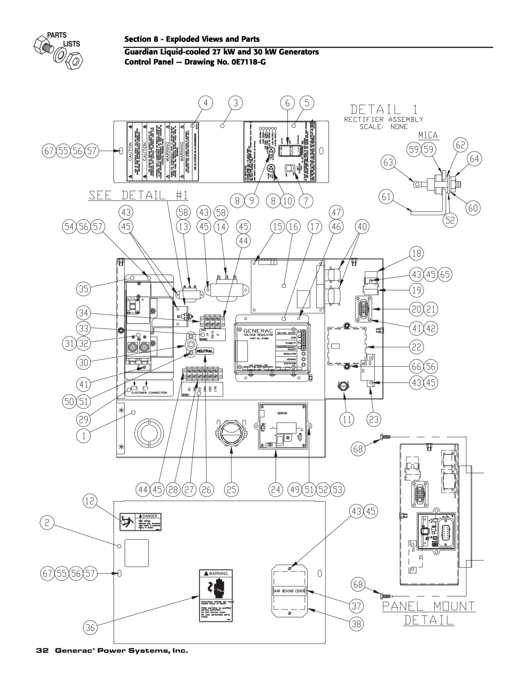Generac Power Systems 004988-1 owner manual Exploded Views and Parts, Generac Power Systems, Inc 