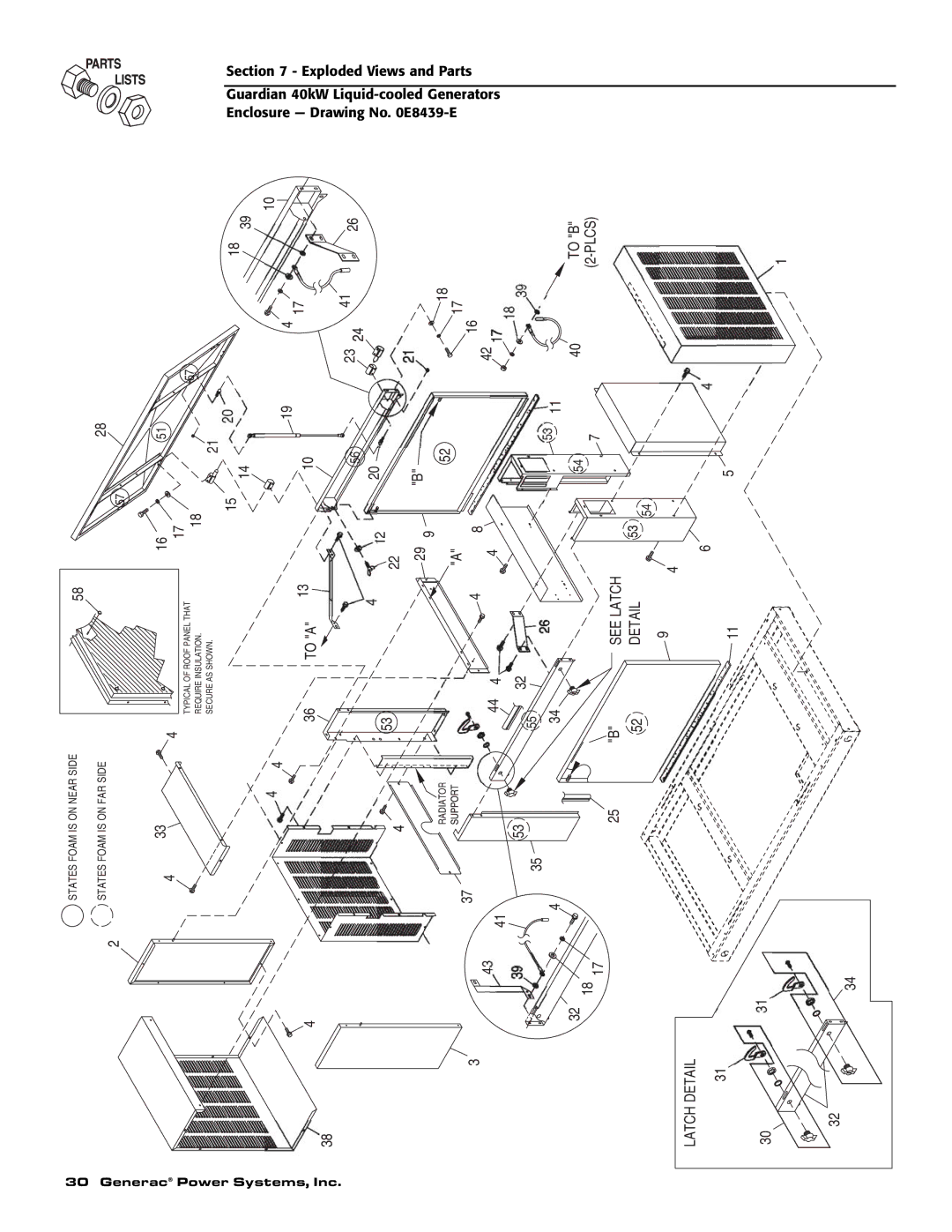 Generac Power Systems 004992-0, 004992-1, 37kW NG, 40kW LP, 004992-1, 004992-0 owner manual See Latch Detail 