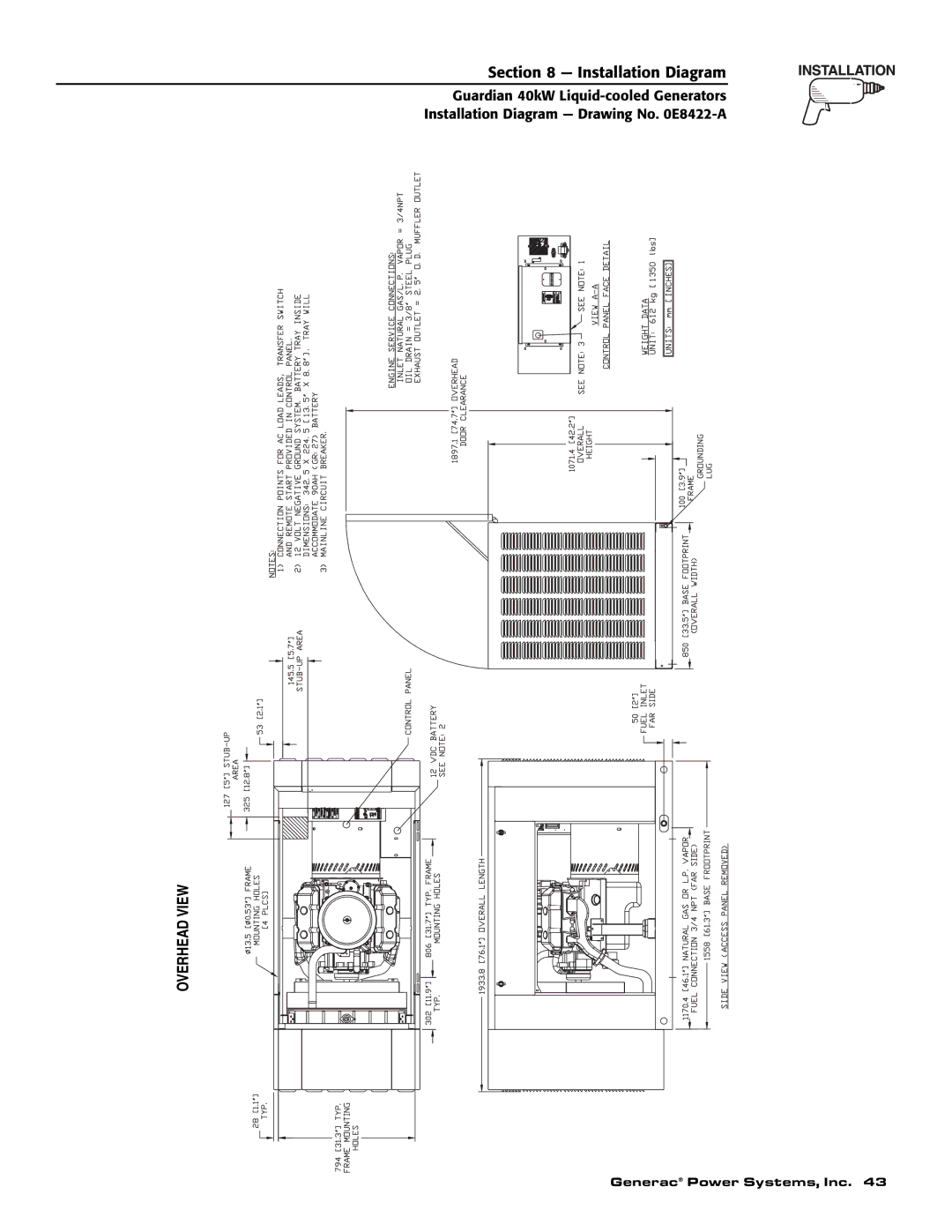 Generac Power Systems 004992-1, 004992-0, 004992-0, 004992-1, 37kW NG, 40kW LP owner manual Installation Diagram 