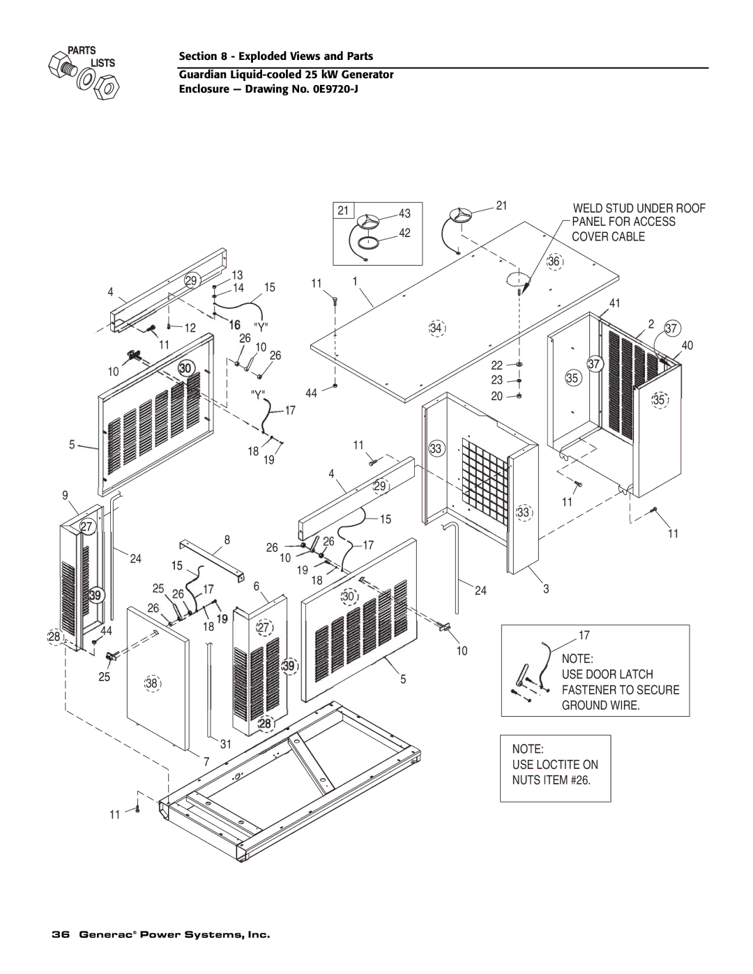 Generac Power Systems 005040-2 owner manual Panel for Access 