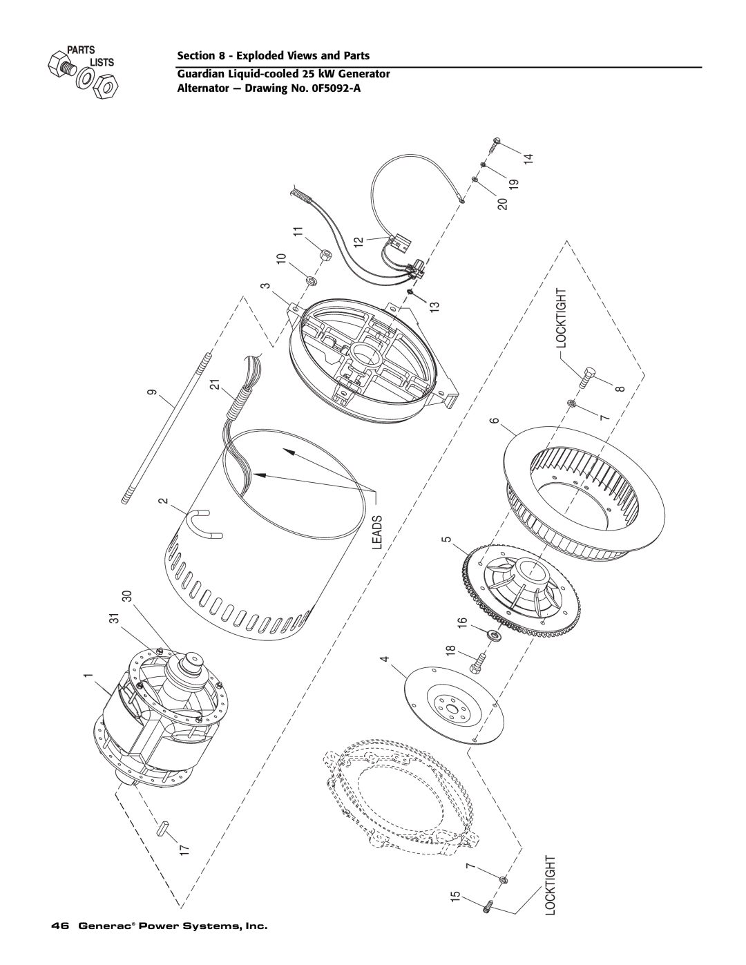 Generac Power Systems 005040-2 owner manual Locktight 