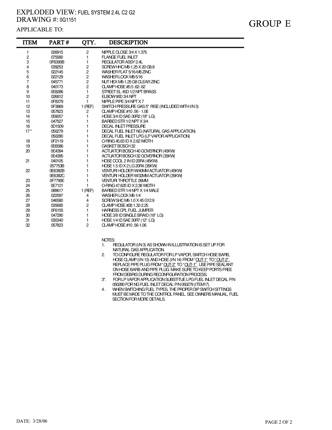 Generac Power Systems 005262-1 owner manual Flange Fuel Inlet 