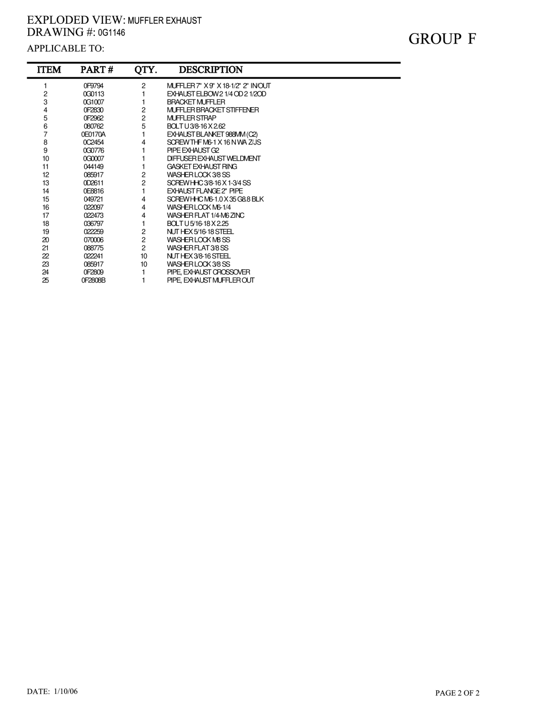 Generac Power Systems 005262-1 owner manual Bracket Muffler 