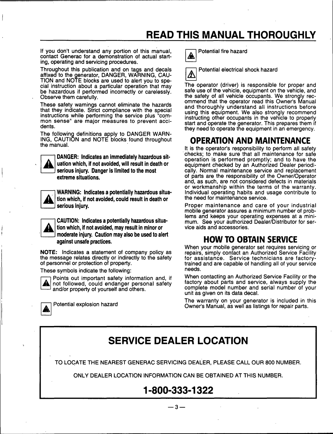 Generac Power Systems 00802-3 manual 