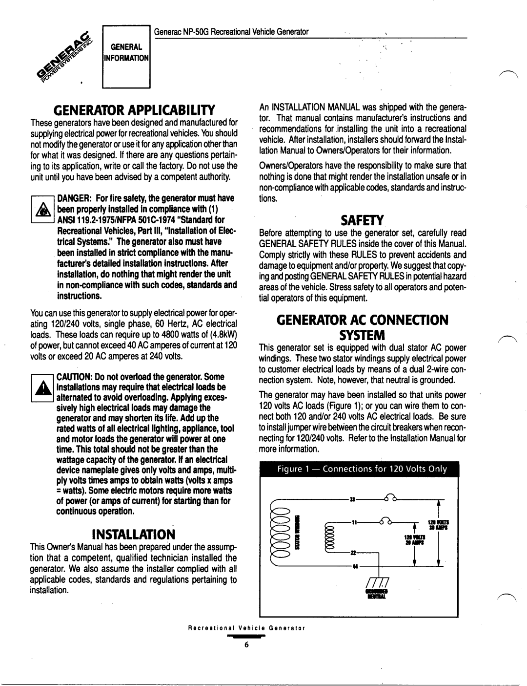 Generac Power Systems 00916-1 manual 