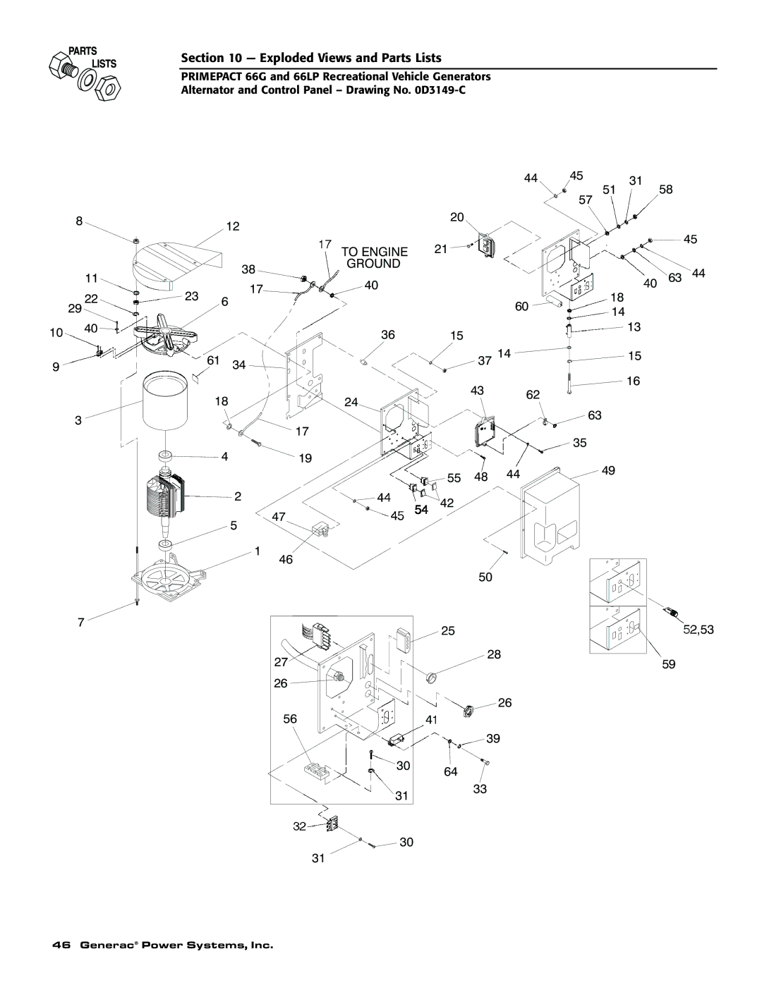 Generac Power Systems 009600-5, 009734-5 owner manual To Engine Ground 