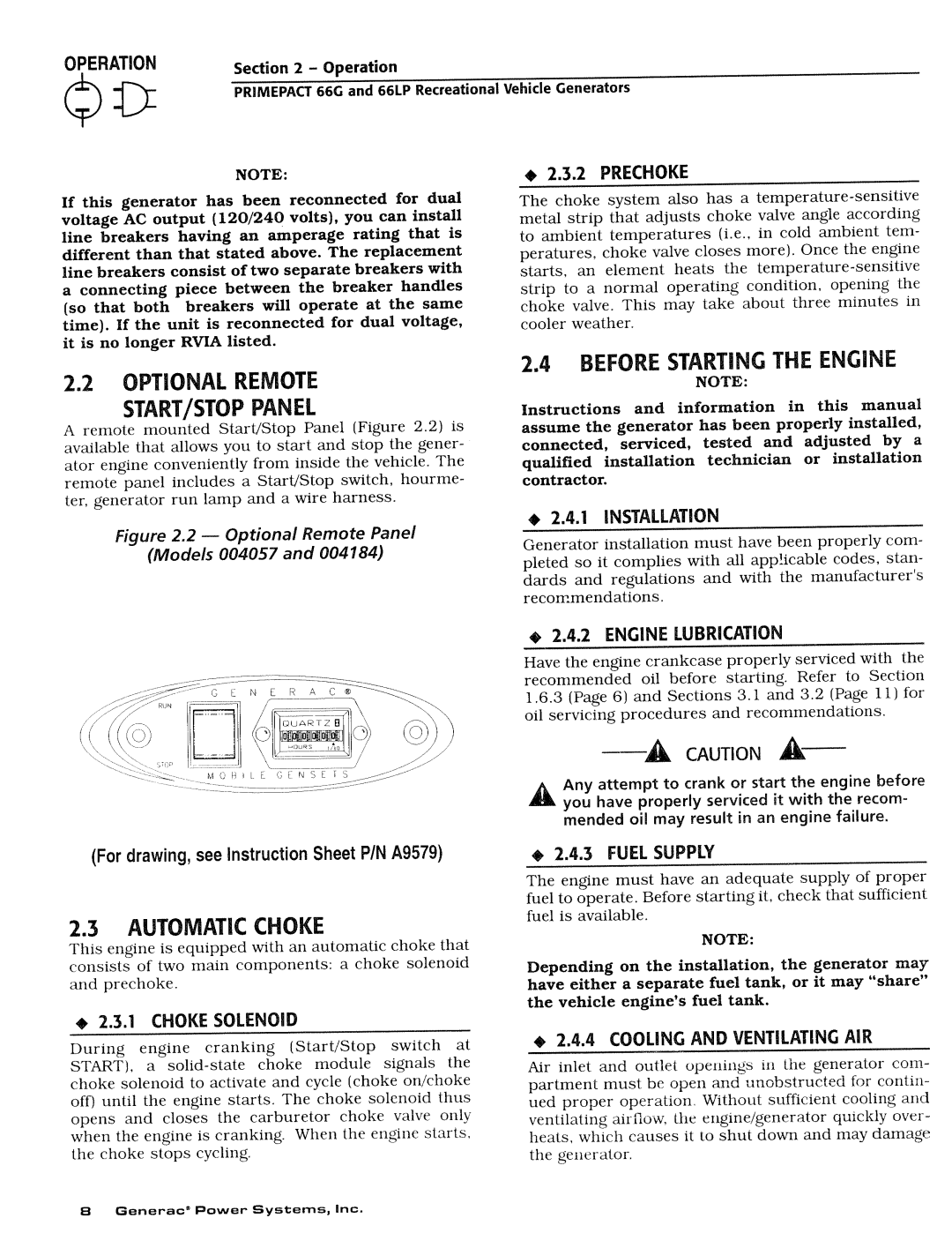 Generac Power Systems 009734-4, 009600-4 manual 