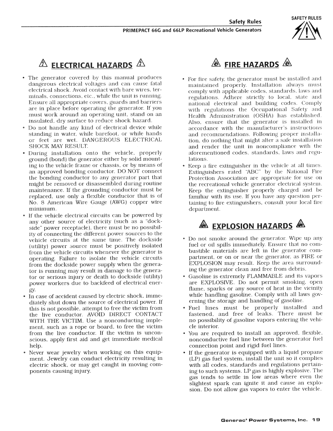 Generac Power Systems 009600-4, 009734-4 manual 