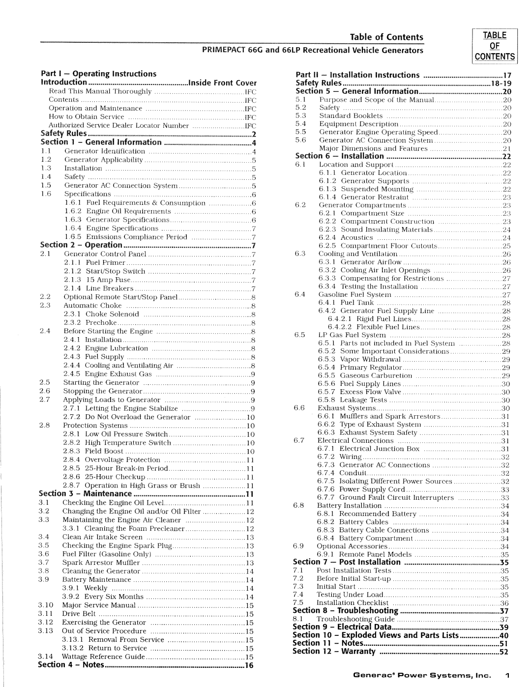 Generac Power Systems 009600-4, 009734-4 manual 