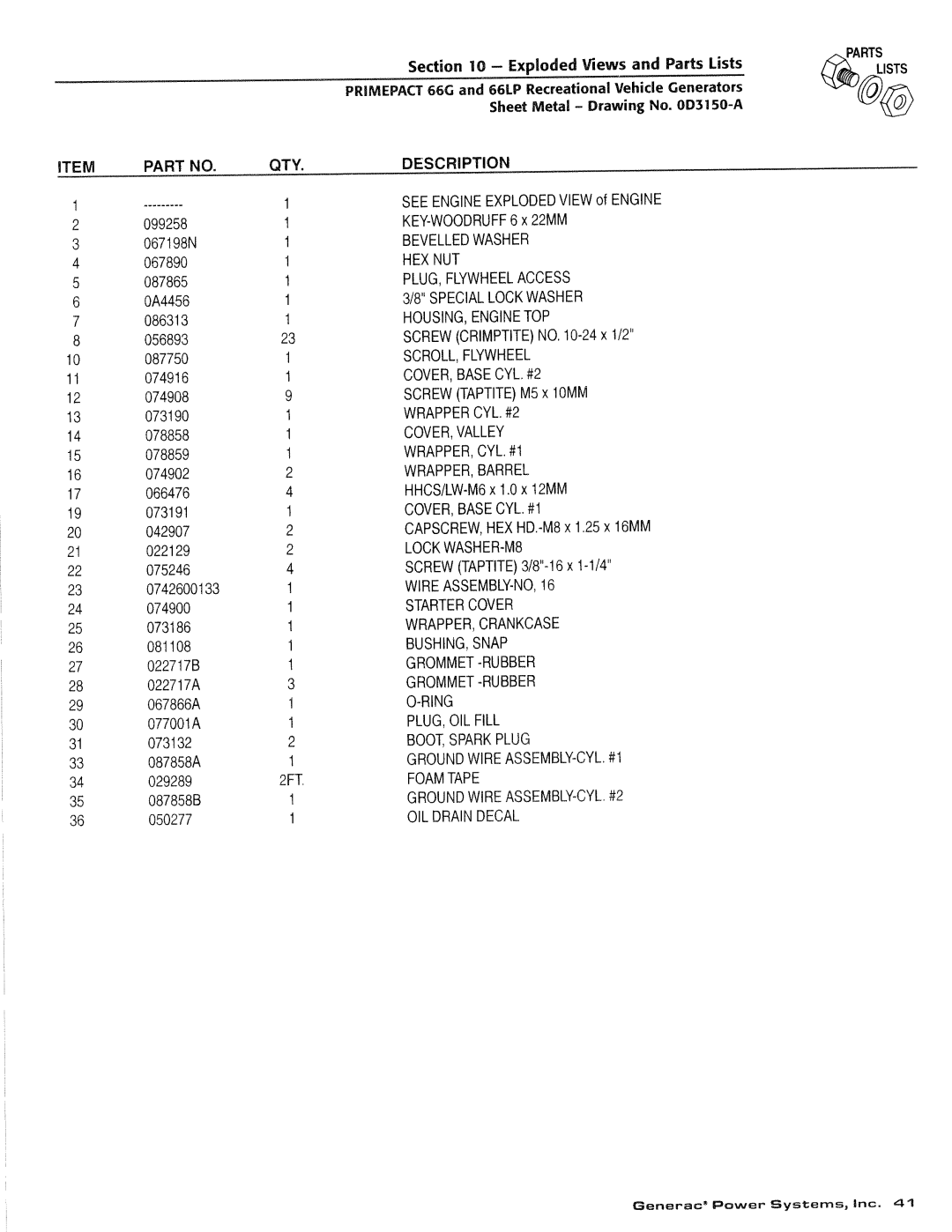 Generac Power Systems 009600-4, 009734-4 manual 