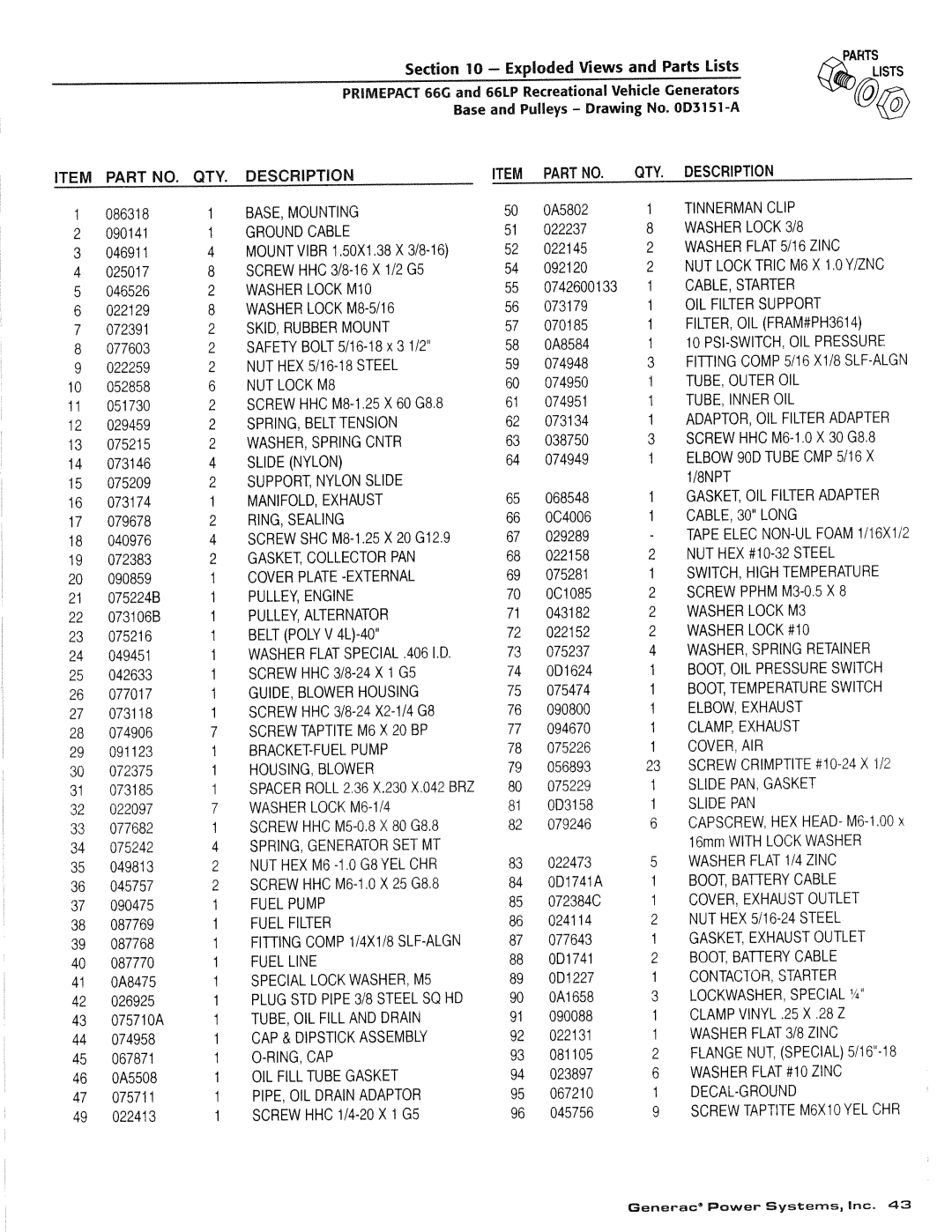 Generac Power Systems 009600-4, 009734-4 manual 