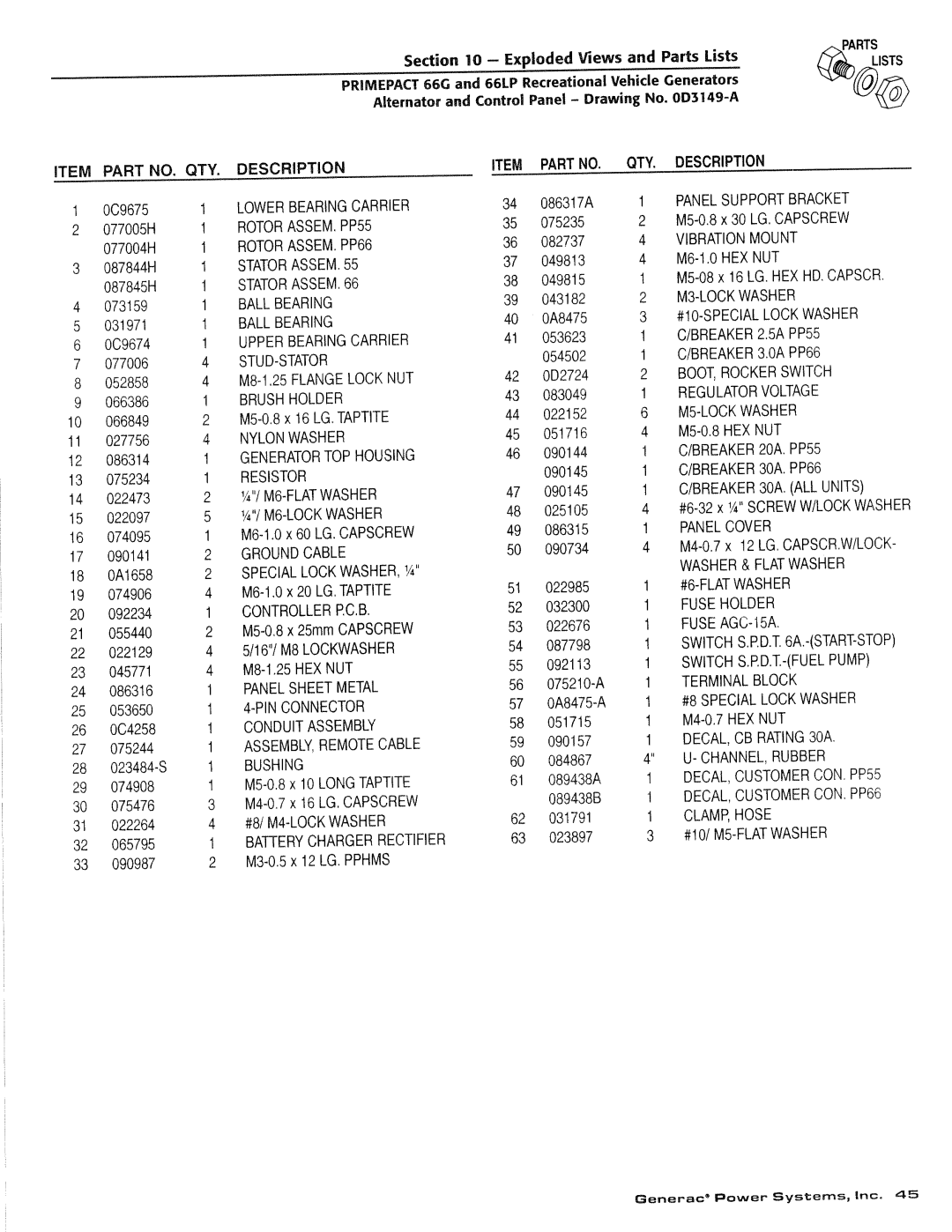 Generac Power Systems 009600-4, 009734-4 manual 