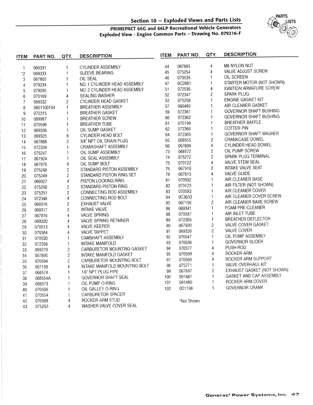 Generac Power Systems 009600-4, 009734-4 manual 