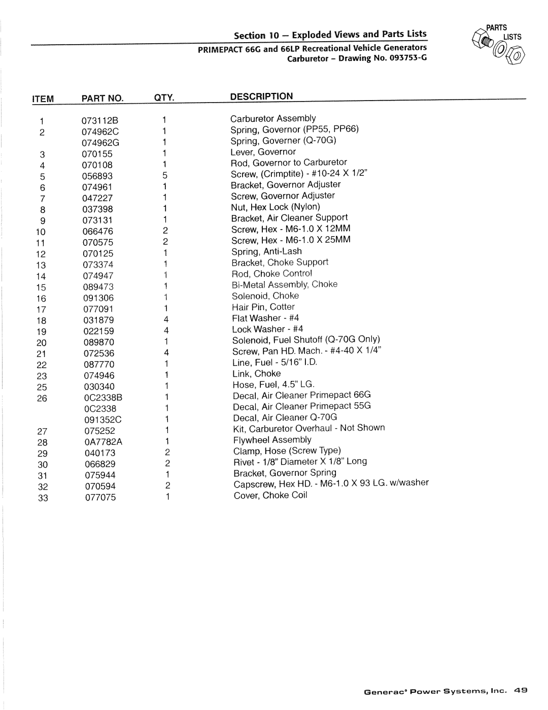 Generac Power Systems 009600-4, 009734-4 manual 