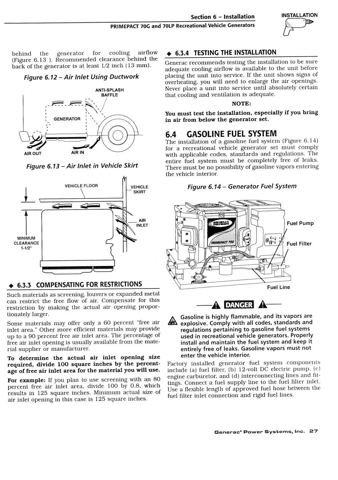 Generac Power Systems 000595-1, 009843-3 manual 