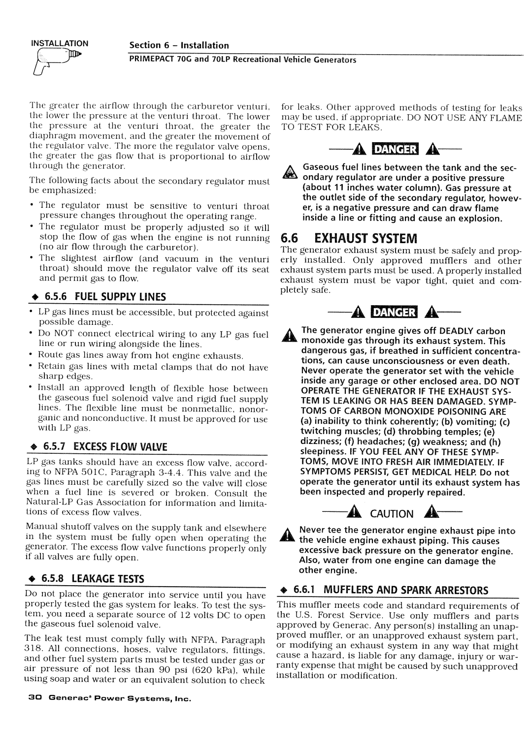 Generac Power Systems 009843-3, 000595-1 manual 