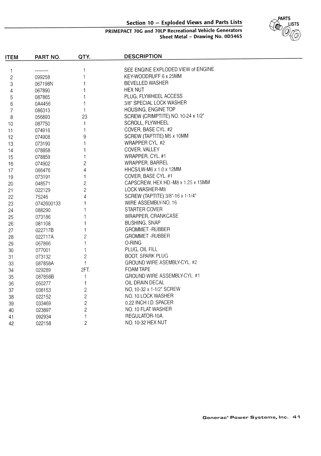 Generac Power Systems 000595-1, 009843-3 manual 