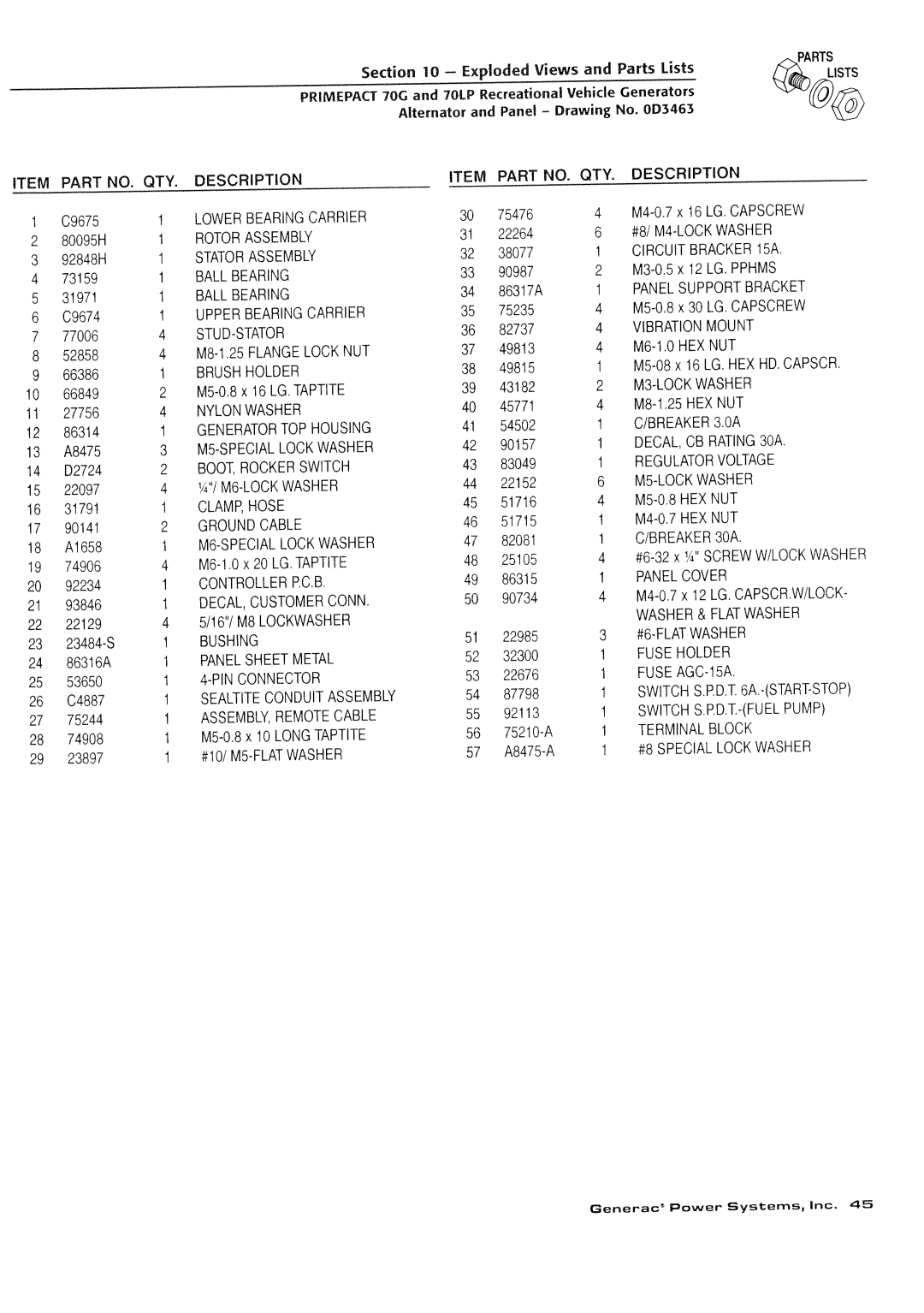 Generac Power Systems 000595-1, 009843-3 manual 