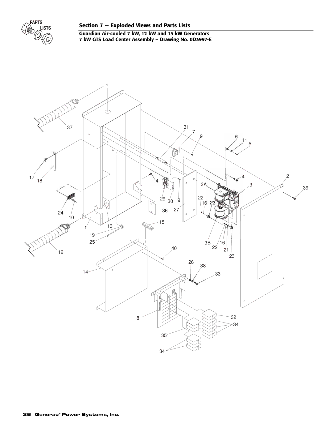 Generac Power Systems 04389-1, 04456-1, 04390-1 owner manual Exploded Views and Parts Lists 