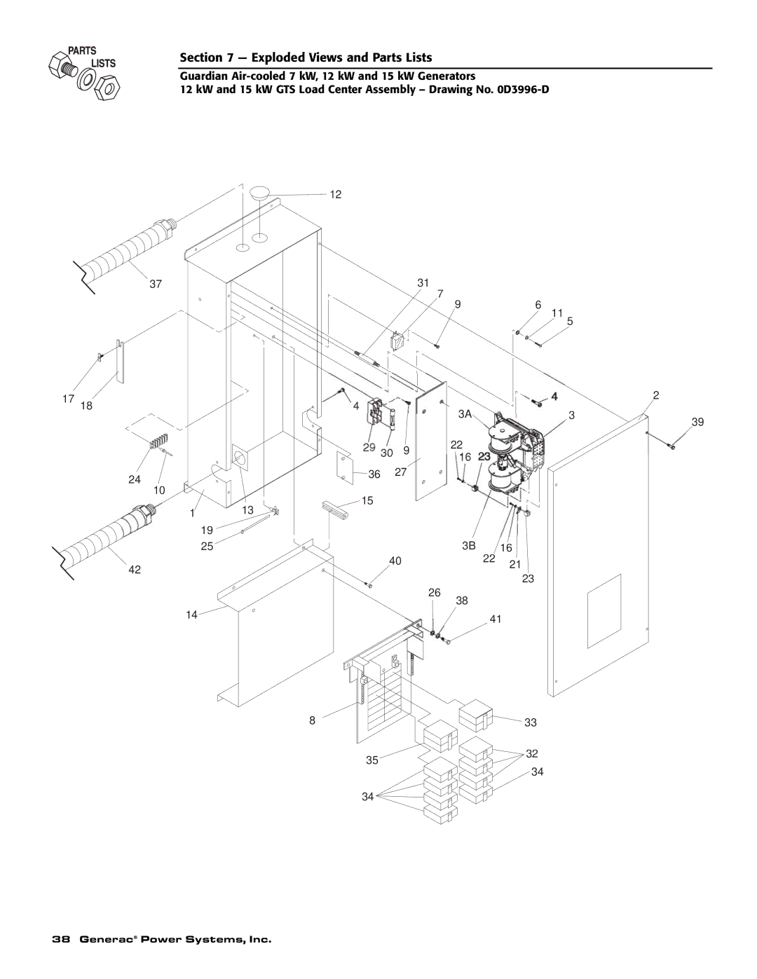 Generac Power Systems 04389-1, 04456-1, 04390-1 owner manual Exploded Views and Parts Lists 