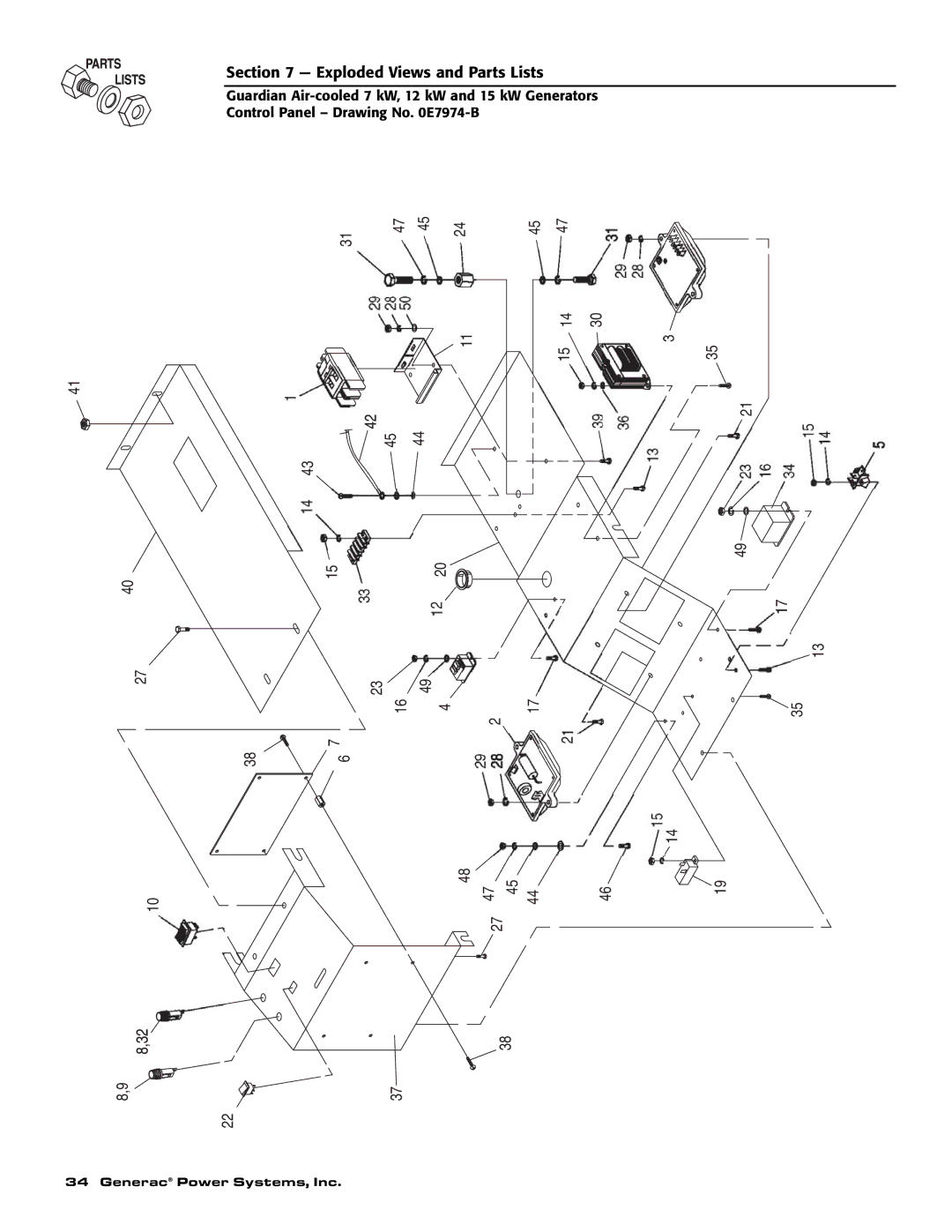 Generac Power Systems 04389-2, 04456-2, 04390-2 owner manual Exploded Views and Parts Lists 