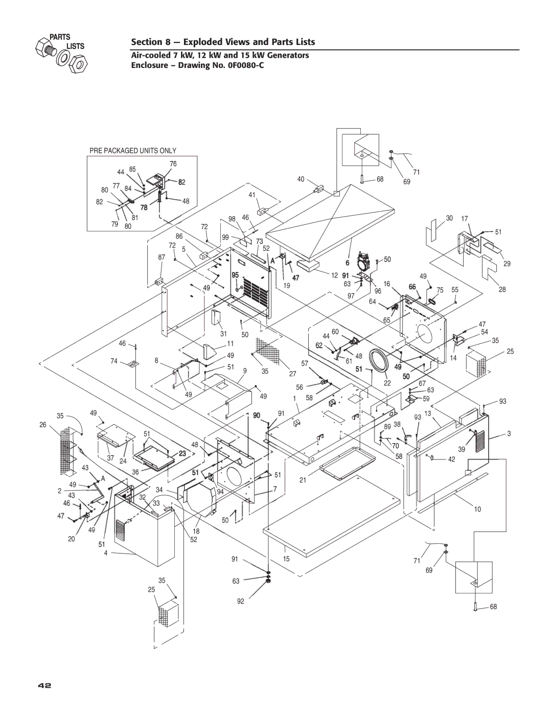 Generac Power Systems 04389-3, 04456-3, 04390-3 owner manual Exploded Views and Parts Lists 