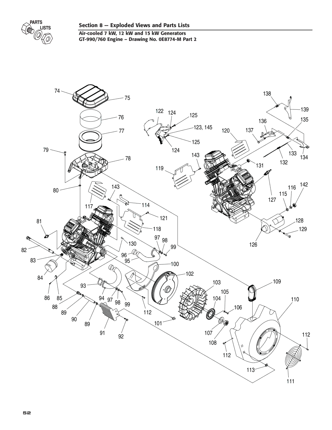 Generac Power Systems 04389-3, 04456-3, 04390-3 owner manual 124 125 139 136 135 123 120 137 143 133 134 132 