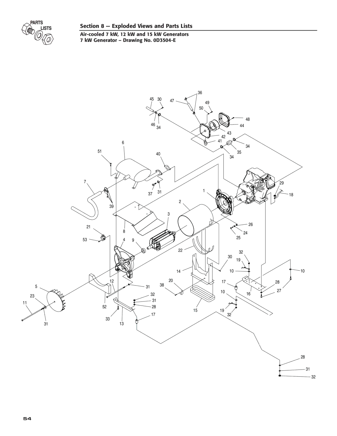 Generac Power Systems 04389-3, 04456-3, 04390-3 owner manual Exploded Views and Parts Lists 