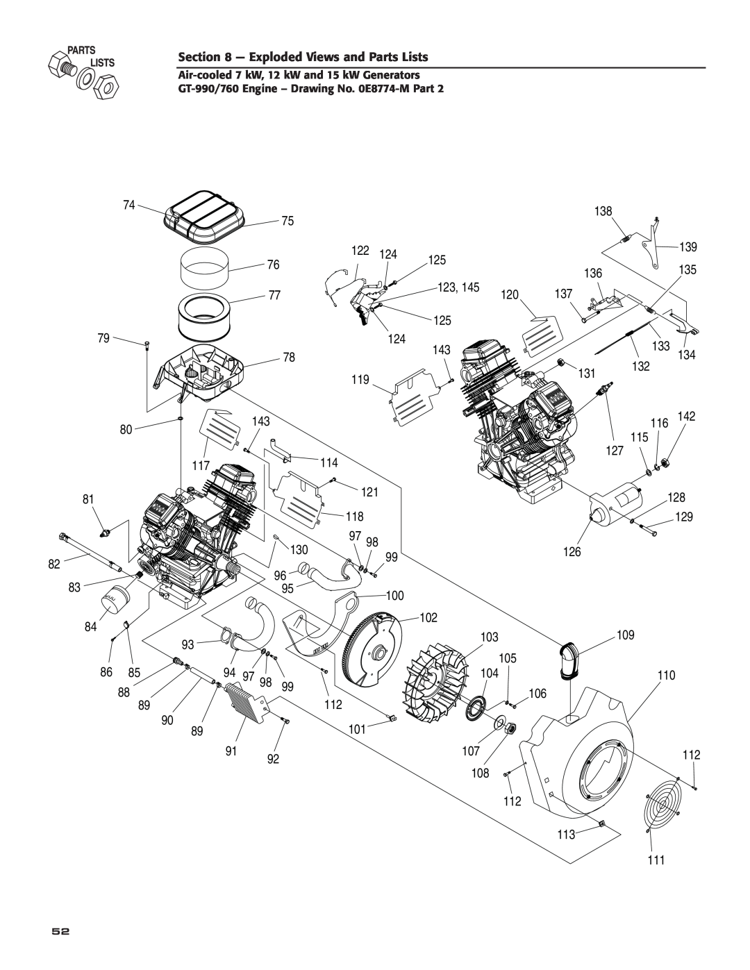 Generac Power Systems 04389-3, 04456-3, 04390-3 owner manual Exploded Views and Parts Lists 