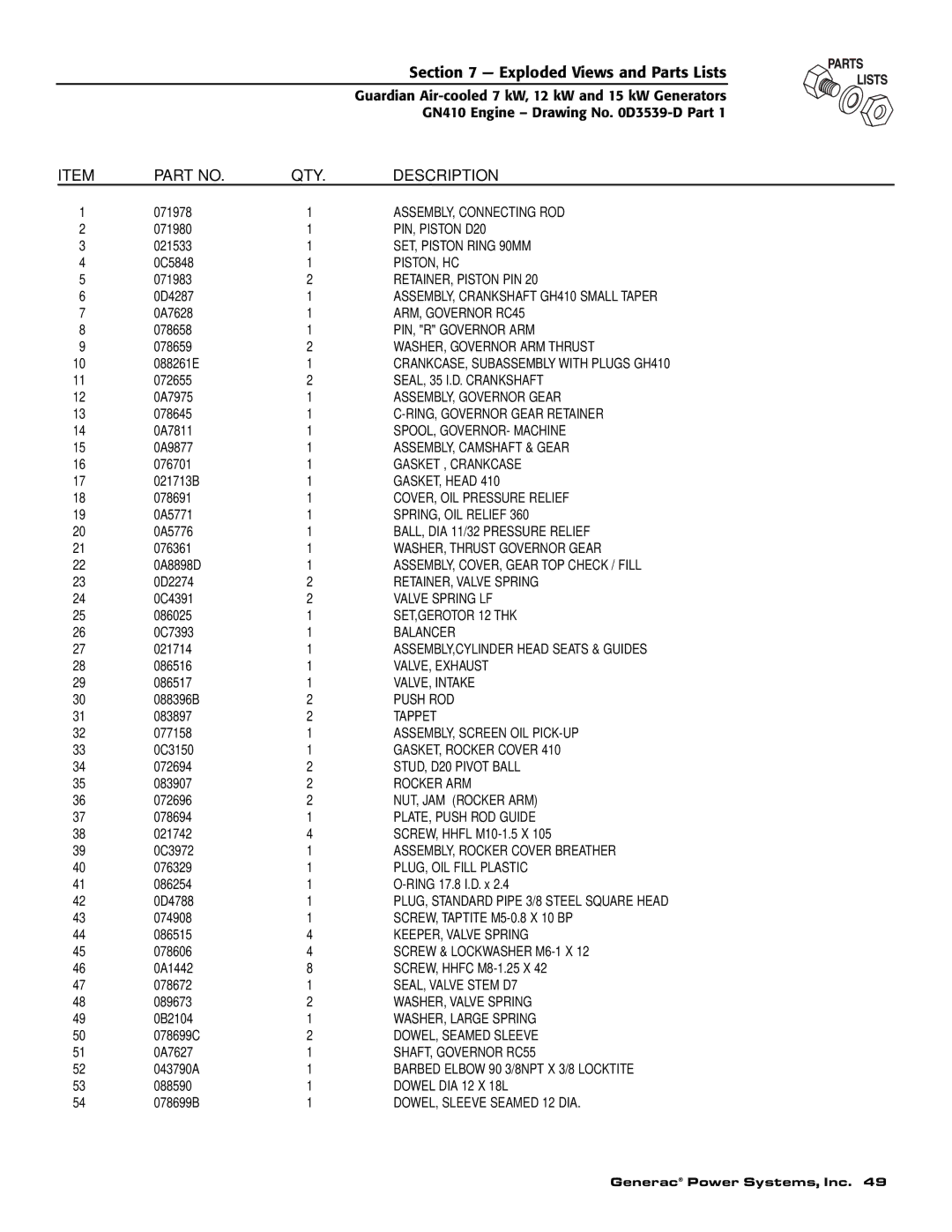 Generac Power Systems 04390-1, 04456-1, 04389-1 owner manual ASSEMBLY, Connecting ROD 