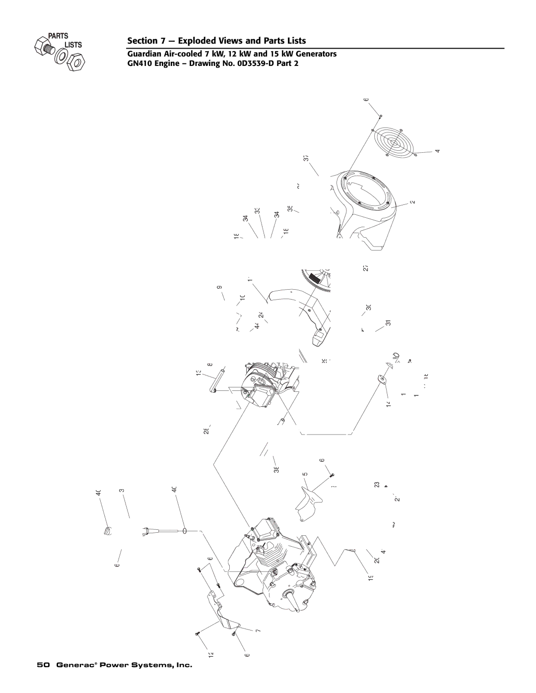 Generac Power Systems 04456-1, 04390-1, 04389-1 owner manual Exploded Views and Parts Lists 