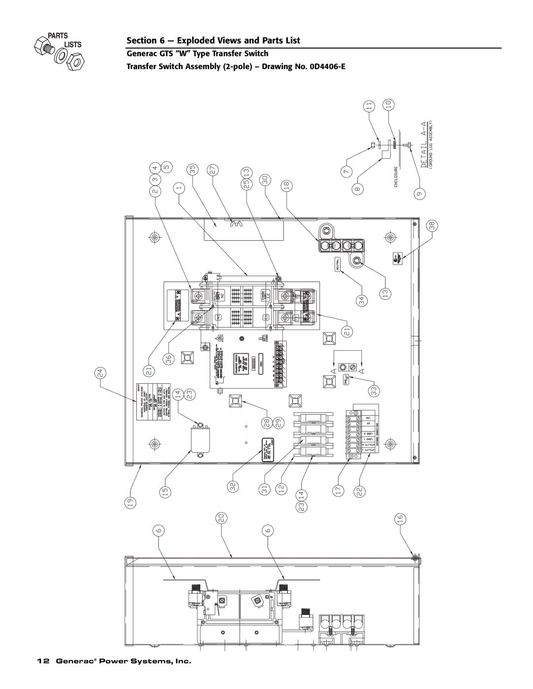 Generac Power Systems 04635-0 owner manual Exploded Views and Parts List 