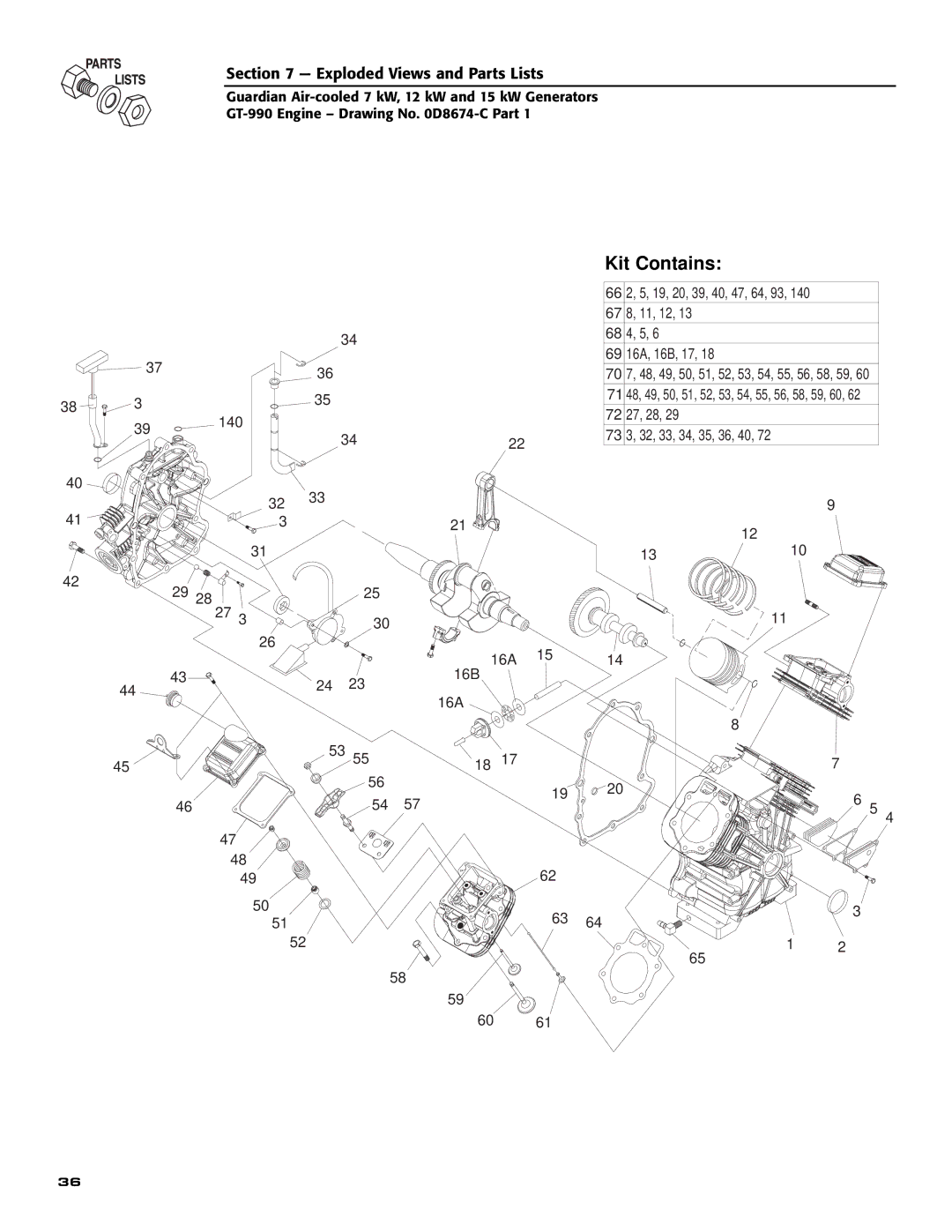 Generac Power Systems 04760-0, 04758-0, 04759-0 owner manual Kit Contains 