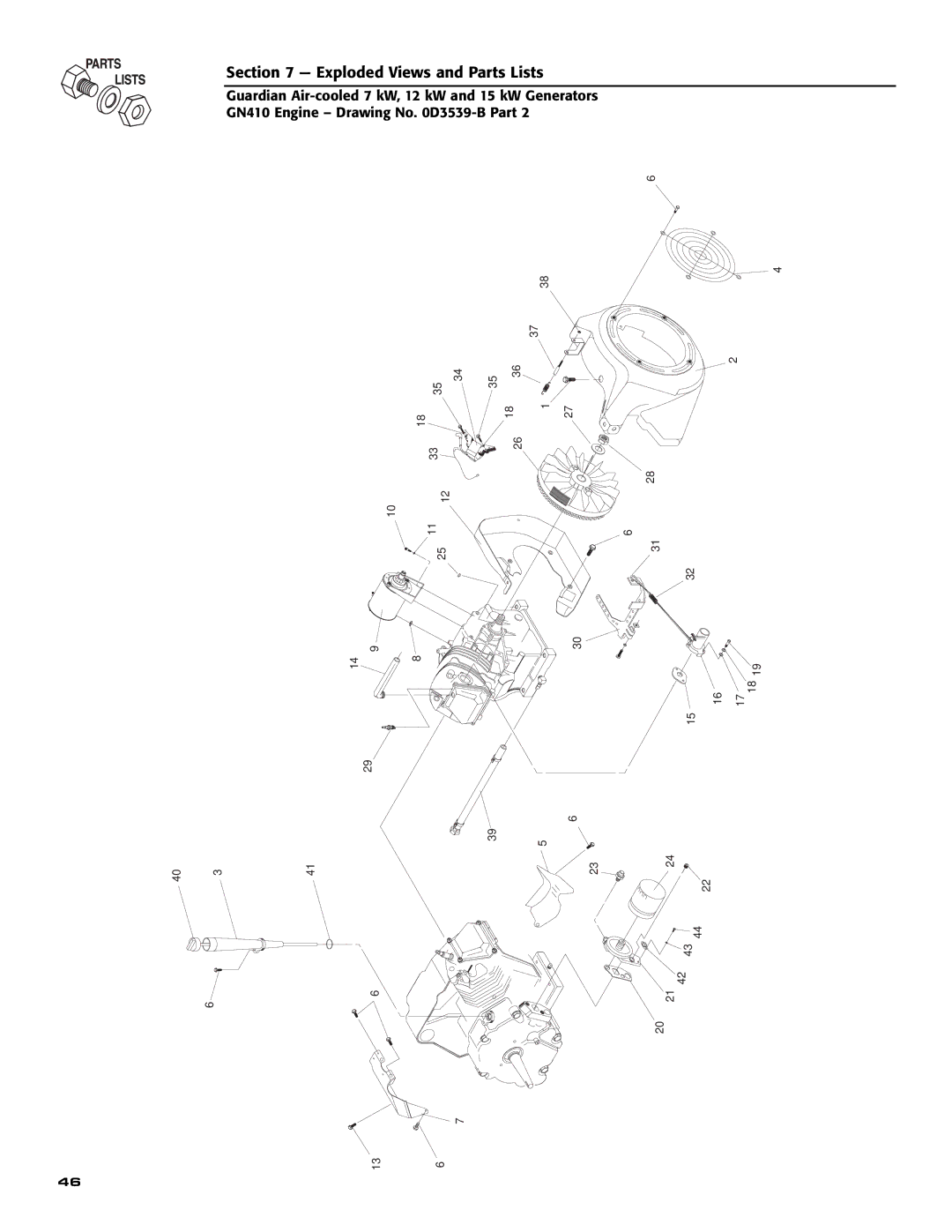 Generac Power Systems 04758-0, 04759-0, 04760-0 owner manual Exploded Views and Parts Lists 