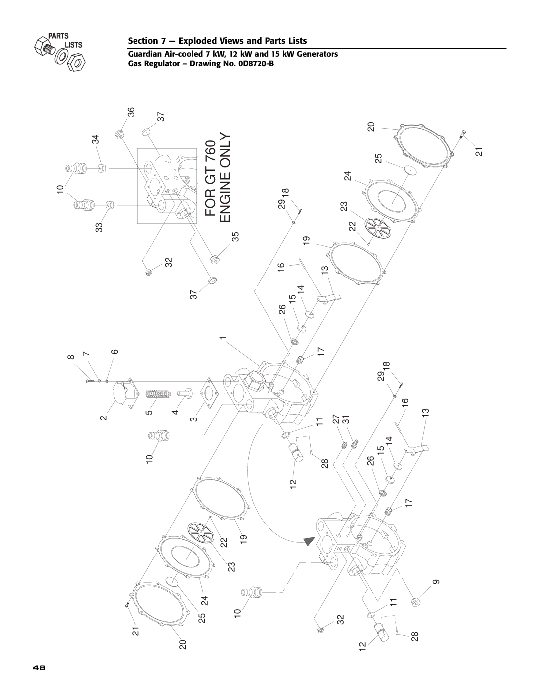 Generac Power Systems 04760-0, 04758-0, 04759-0 owner manual For GT 760 Engine only 