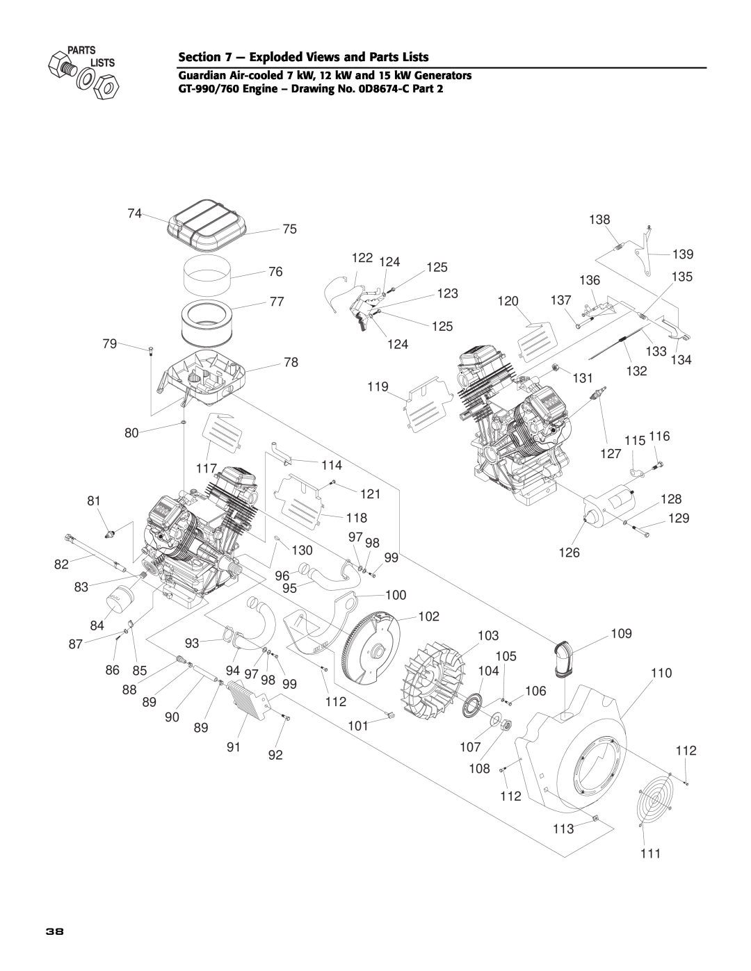 Generac Power Systems 04759-0, 04758-0, 04760-0 owner manual Exploded Views and Parts Lists 