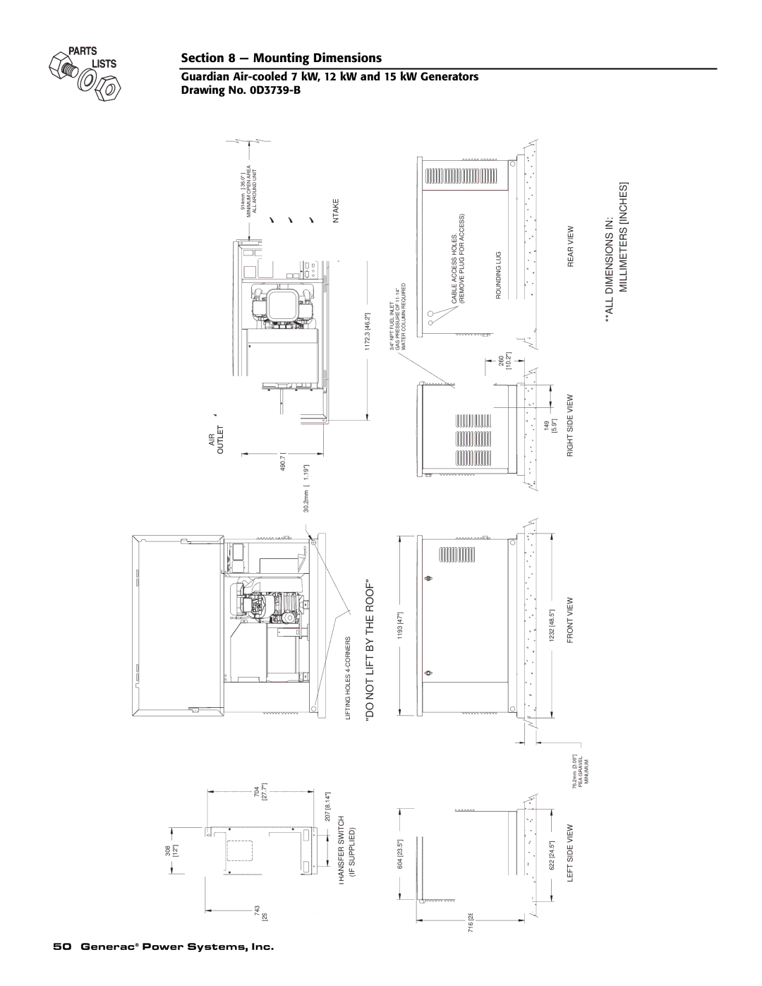 Generac Power Systems 04758-1, 04759-1, 04760-1 owner manual Mounting 