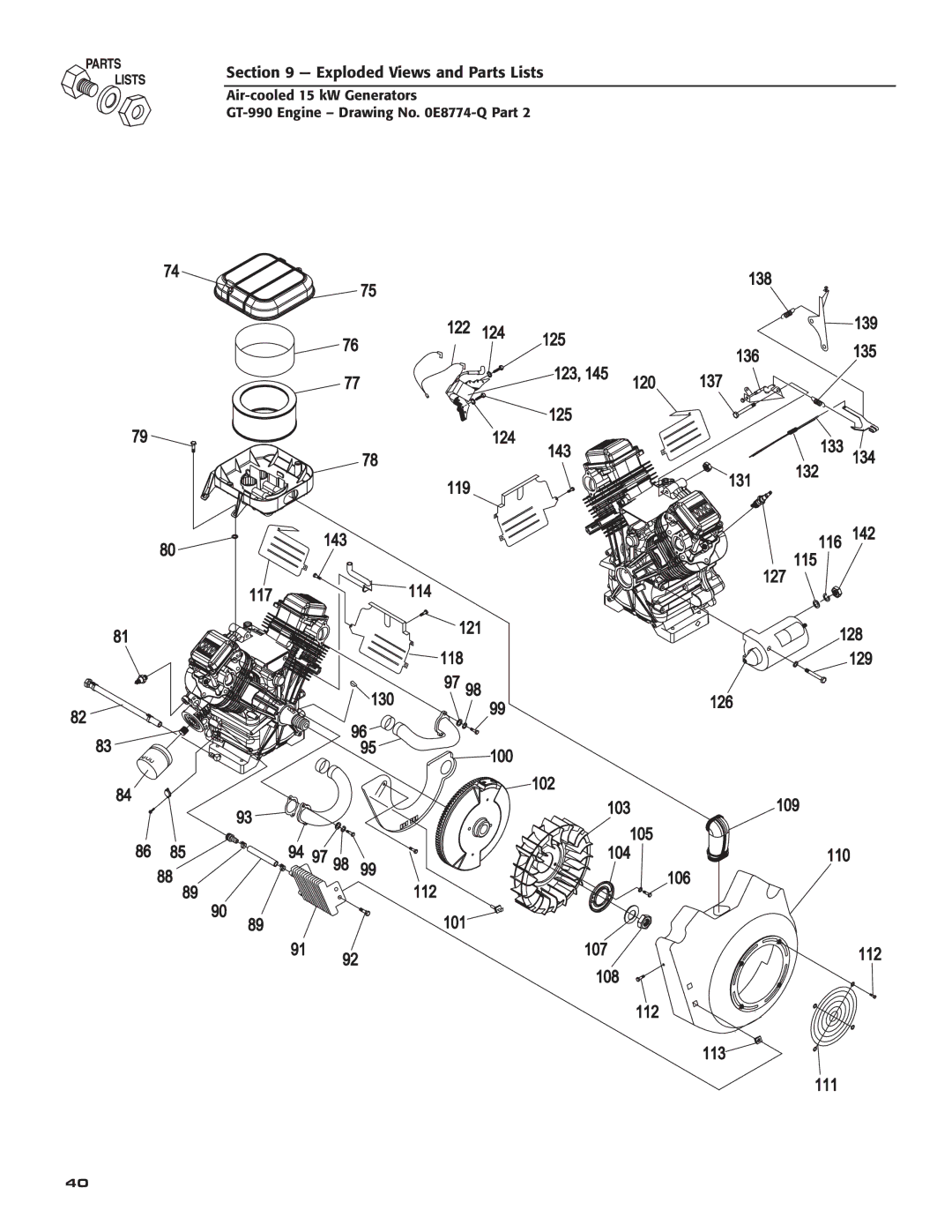 Generac Power Systems 05176-0 owner manual Exploded Views and Parts Lists 