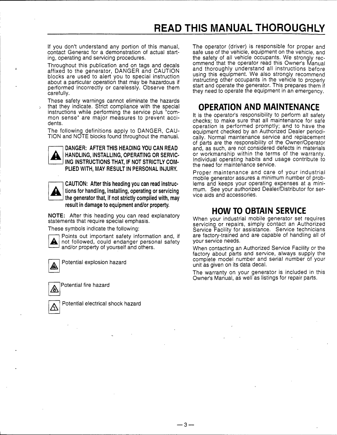 Generac Power Systems 0861-0, 0595-0, 0860-0 manual 