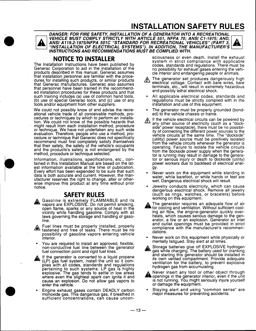 Generac Power Systems 0661-5 manual 