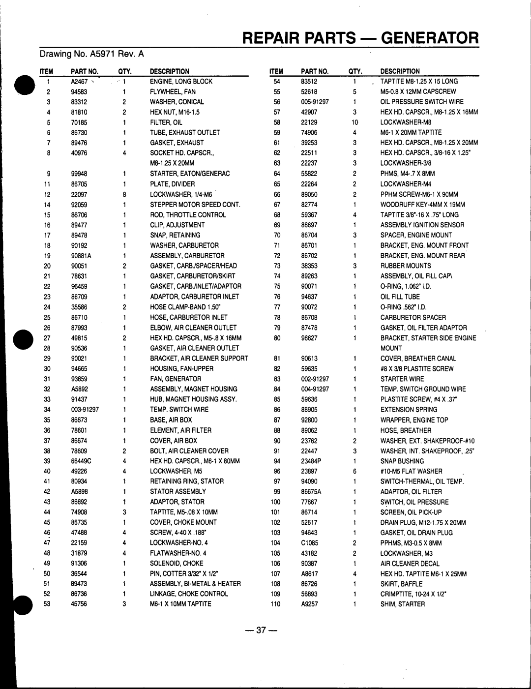 Generac Power Systems 0661-5 manual 