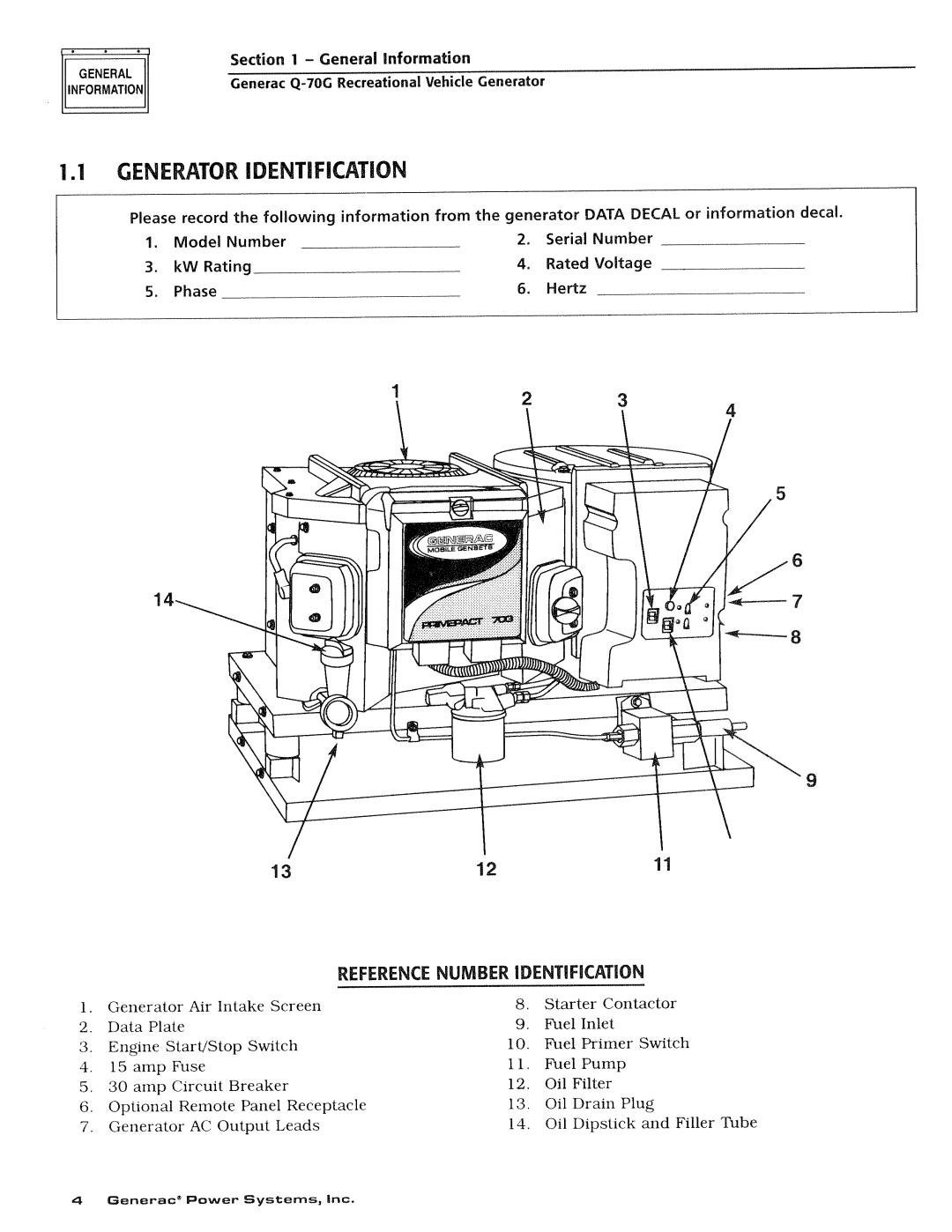 Generac Power Systems 0784-1 manual 